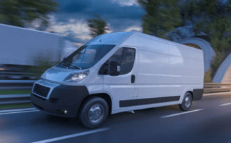 A white van on the road